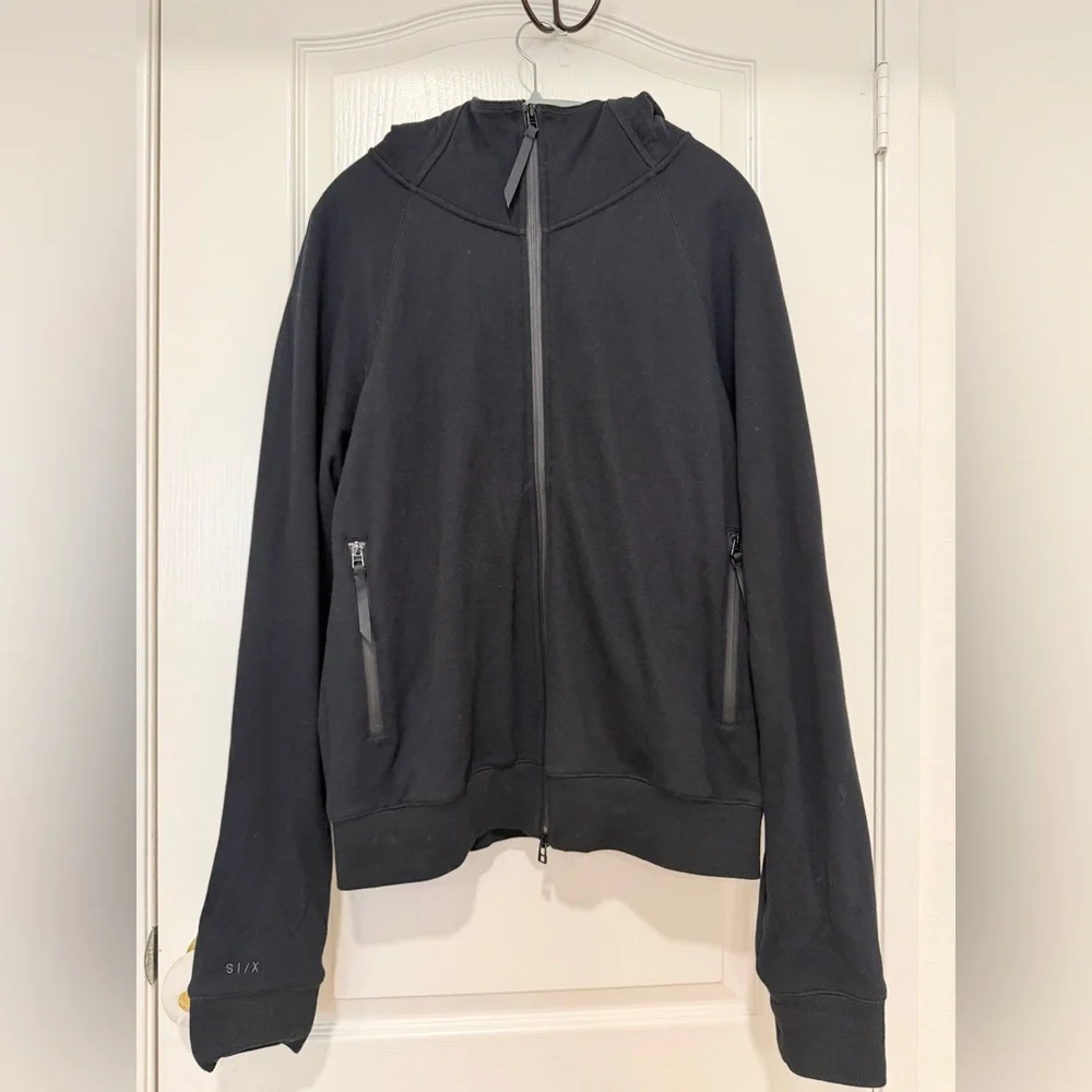 Performance Zip Hoodie Jacket Black Mens XL Athletic Training 100% Cotton
